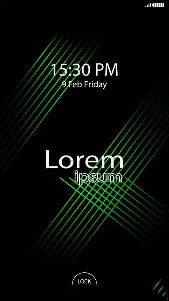 Modern Lock Screen Mobile Apps Engelsk Mobilt Tapet Vektorbelysning – stockvektor