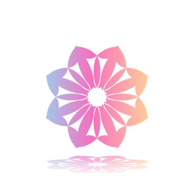 Beyaz degrade mandala yuvarlak arka plan izole. Vektör boho mandala yeşil ve pembe renklerde. Mandala çiçek desenleri ile.