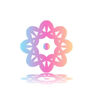 Beyaz degrade mandala yuvarlak arka plan izole. Vektör boho mandala yeşil ve pembe renklerde. Mandala çiçek desenleri ile.