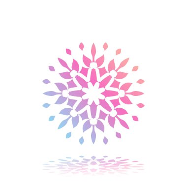 Beyaz degrade mandala yuvarlak arka plan izole. Vektör boho mandala yeşil ve pembe renklerde. Mandala çiçek desenleri ile.