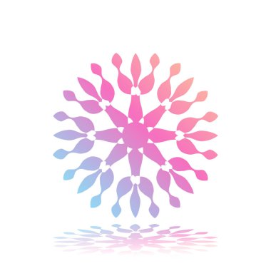 Beyaz degrade mandala yuvarlak arka plan izole. Vektör boho mandala yeşil ve pembe renklerde. Mandala çiçek desenleri ile.