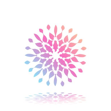 Beyaz degrade mandala yuvarlak arka plan izole. Vektör boho mandala yeşil ve pembe renklerde. Mandala çiçek desenleri ile.