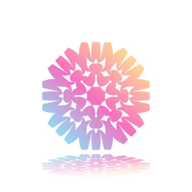 Beyaz degrade mandala yuvarlak arka plan izole. Vektör boho mandala yeşil ve pembe renklerde. Mandala çiçek desenleri ile.