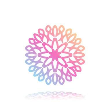 Beyaz degrade mandala yuvarlak arka plan izole. Vektör boho mandala yeşil ve pembe renklerde. Mandala çiçek desenleri ile.