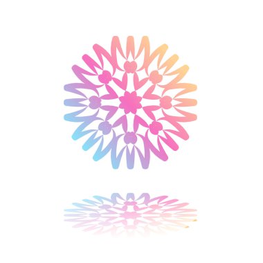 Beyaz degrade mandala yuvarlak arka plan izole. Vektör boho mandala yeşil ve pembe renklerde. Mandala çiçek desenleri ile.