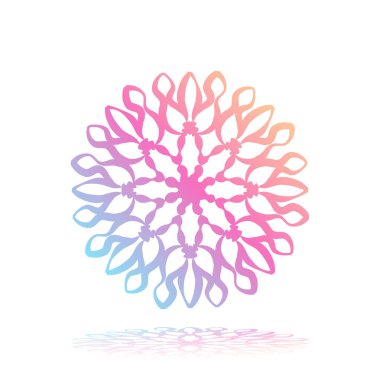 Beyaz degrade mandala yuvarlak arka plan izole. Vektör boho mandala yeşil ve pembe renklerde. Mandala çiçek desenleri ile.