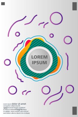 Memphis tarzı kitap tasarım koleksiyonu renkli şablonlarıyla geometrik şekiller, trendy Memphis desenlerle 80's-90's moda. reklam, davet, sunu izole vektör çizim için Ideal