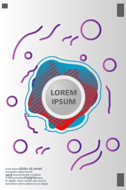 Memphis tarzı kitap tasarım koleksiyonu renkli şablonlarıyla geometrik şekiller, trendy Memphis desenlerle 80's-90's moda. reklam, davet, sunu izole vektör çizim için Ideal