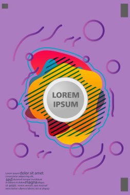 Memphis tarzı kitap tasarım koleksiyonu renkli şablonlarıyla geometrik şekiller, trendy Memphis desenlerle 80's-90's moda. reklam, davet, sunu izole vektör çizim için Ideal