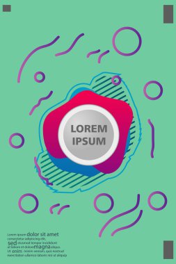 Memphis tarzı kitap tasarım koleksiyonu renkli şablonlarıyla geometrik şekiller, trendy Memphis desenlerle 80's-90's moda. reklam, davet, sunu izole vektör çizim için Ideal