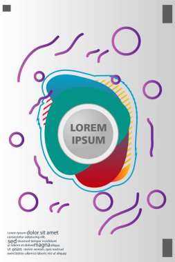 Memphis tarzı kitap tasarım koleksiyonu renkli şablonlarıyla geometrik şekiller, trendy Memphis desenlerle 80's-90's moda. reklam, davet, sunu izole vektör çizim için Ideal