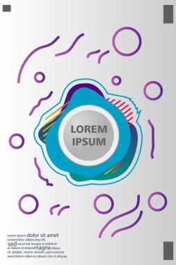 Memphis tarzı kitap tasarım koleksiyonu renkli şablonlarıyla geometrik şekiller, trendy Memphis desenlerle 80's-90's moda. reklam, davet, sunu izole vektör çizim için Ideal