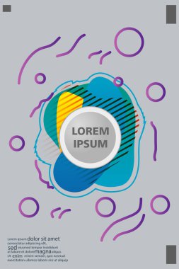 Memphis tarzı kitap tasarım koleksiyonu renkli şablonlarıyla geometrik şekiller, trendy Memphis desenlerle 80's-90's moda. reklam, davet, sunu izole vektör çizim için Ideal