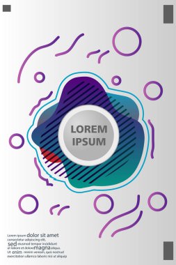 Memphis tarzı kitap tasarım koleksiyonu renkli şablonlarıyla geometrik şekiller, trendy Memphis desenlerle 80's-90's moda. reklam, davet, sunu izole vektör çizim için Ideal