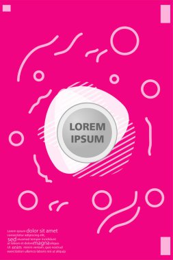 Memphis tarzı kitap tasarım koleksiyonu renkli şablonlarıyla geometrik şekiller, trendy Memphis desenlerle 80's-90's moda. reklam, davet, sunu izole vektör çizim için Ideal