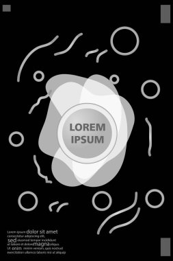 Memphis tarzı kitap tasarım koleksiyonu renkli şablonlarıyla geometrik şekiller, trendy Memphis desenlerle 80's-90's moda. reklam, davet, sunu izole vektör çizim için Ideal