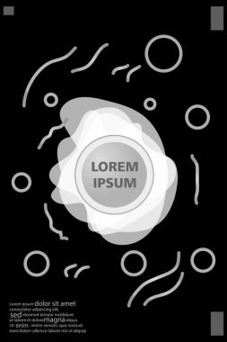 Memphis tarzı kitap tasarım koleksiyonu renkli şablonlarıyla geometrik şekiller, trendy Memphis desenlerle 80's-90's moda. reklam, davet, sunu izole vektör çizim için Ideal