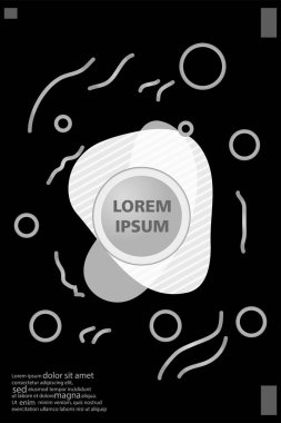 Memphis tarzı kitap tasarım koleksiyonu renkli şablonlarıyla geometrik şekiller, trendy Memphis desenlerle 80's-90's moda. reklam, davet, sunu izole vektör çizim için Ideal