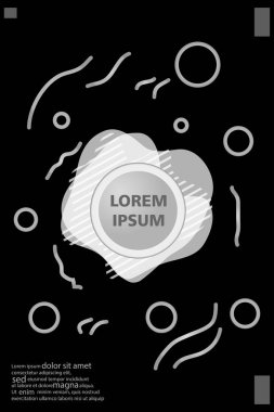 Memphis tarzı kitap tasarım koleksiyonu renkli şablonlarıyla geometrik şekiller, trendy Memphis desenlerle 80's-90's moda. reklam, davet, sunu izole vektör çizim için Ideal