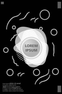 Memphis tarzı kitap tasarım koleksiyonu renkli şablonlarıyla geometrik şekiller, trendy Memphis desenlerle 80's-90's moda. reklam, davet, sunu izole vektör çizim için Ideal