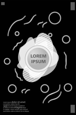 Memphis tarzı kitap tasarım koleksiyonu renkli şablonlarıyla geometrik şekiller, trendy Memphis desenlerle 80's-90's moda. reklam, davet, sunu izole vektör çizim için Ideal