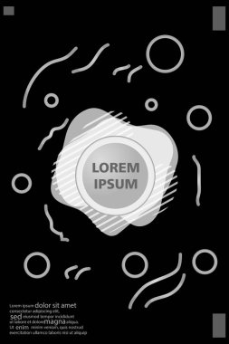 Memphis tarzı kitap tasarım koleksiyonu renkli şablonlarıyla geometrik şekiller, trendy Memphis desenlerle 80's-90's moda. reklam, davet, sunu izole vektör çizim için Ideal