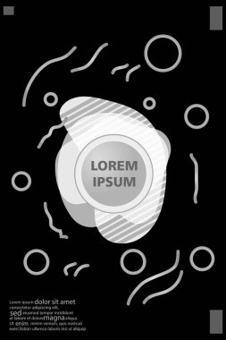 Memphis tarzı kitap tasarım koleksiyonu renkli şablonlarıyla geometrik şekiller, trendy Memphis desenlerle 80's-90's moda. reklam, davet, sunu izole vektör çizim için Ideal