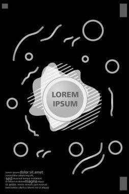Memphis tarzı kitap tasarım koleksiyonu renkli şablonlarıyla geometrik şekiller, trendy Memphis desenlerle 80's-90's moda. reklam, davet, sunu izole vektör çizim için Ideal