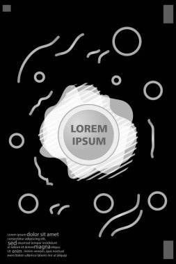 Memphis tarzı kitap tasarım koleksiyonu renkli şablonlarıyla geometrik şekiller, trendy Memphis desenlerle 80's-90's moda. reklam, davet, sunu izole vektör çizim için Ideal