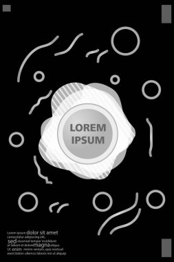 Memphis tarzı kitap tasarım koleksiyonu renkli şablonlarıyla geometrik şekiller, trendy Memphis desenlerle 80's-90's moda. reklam, davet, sunu izole vektör çizim için Ideal