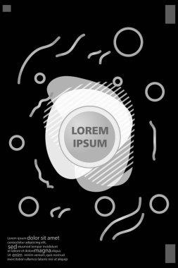 Memphis tarzı kitap tasarım koleksiyonu renkli şablonlarıyla geometrik şekiller, trendy Memphis desenlerle 80's-90's moda. reklam, davet, sunu izole vektör çizim için Ideal