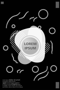 Memphis tarzı kitap tasarım koleksiyonu renkli şablonlarıyla geometrik şekiller, trendy Memphis desenlerle 80's-90's moda. reklam, davet, sunu izole vektör çizim için Ideal