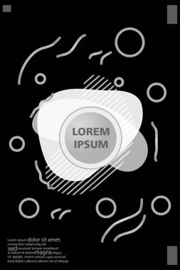 Memphis tarzı kitap tasarım koleksiyonu renkli şablonlarıyla geometrik şekiller, trendy Memphis desenlerle 80's-90's moda. reklam, davet, sunu izole vektör çizim için Ideal