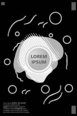 Memphis tarzı kitap tasarım koleksiyonu renkli şablonlarıyla geometrik şekiller, trendy Memphis desenlerle 80's-90's moda. reklam, davet, sunu izole vektör çizim için Ideal