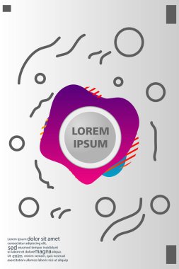 Memphis tarzı kitap tasarım koleksiyonu renkli şablonlarıyla geometrik şekiller, trendy Memphis desenlerle 80's-90's moda. reklam, davet, sunu izole vektör çizim için Ideal