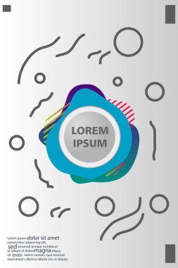 Memphis tarzı kitap tasarım koleksiyonu renkli şablonlarıyla geometrik şekiller, trendy Memphis desenlerle 80's-90's moda. reklam, davet, sunu izole vektör çizim için Ideal