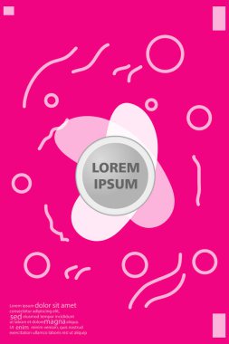 Memphis tarzı kitap tasarım koleksiyonu renkli şablonlarıyla geometrik şekiller, trendy Memphis desenlerle 80's-90's moda. reklam, davet, sunu izole vektör çizim için Ideal