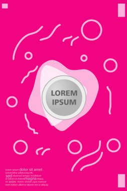 Memphis tarzı kitap tasarım koleksiyonu renkli şablonlarıyla geometrik şekiller, trendy Memphis desenlerle 80's-90's moda. reklam, davet, sunu izole vektör çizim için Ideal