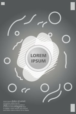 Memphis tarzı kitap tasarım koleksiyonu renkli şablonlarıyla geometrik şekiller, trendy Memphis desenlerle 80's-90's moda. reklam, davet, sunu izole vektör çizim için Ideal