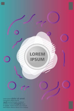 Memphis tarzı kitap tasarım koleksiyonu renkli şablonlarıyla geometrik şekiller, trendy Memphis desenlerle 80's-90's moda. reklam, davet, sunu izole vektör çizim için Ideal