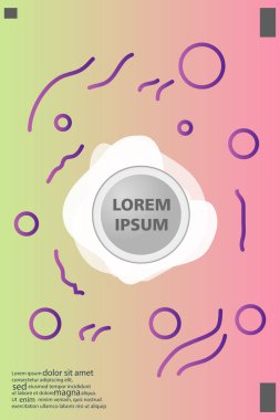 Memphis tarzı kitap tasarım koleksiyonu renkli şablonlarıyla geometrik şekiller, trendy Memphis desenlerle 80's-90's moda. reklam, davet, sunu izole vektör çizim için Ideal