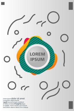 Memphis tarzı kitap tasarım koleksiyonu renkli şablonlarıyla geometrik şekiller, trendy Memphis desenlerle 80's-90's moda. reklam, davet, sunu izole vektör çizim için Ideal