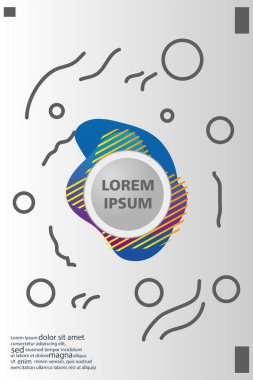 Memphis tarzı kitap tasarım koleksiyonu renkli şablonlarıyla geometrik şekiller, trendy Memphis desenlerle 80's-90's moda. reklam, davet, sunu izole vektör çizim için Ideal