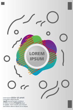 Memphis tarzı kitap tasarım koleksiyonu renkli şablonlarıyla geometrik şekiller, trendy Memphis desenlerle 80's-90's moda. reklam, davet, sunu izole vektör çizim için Ideal