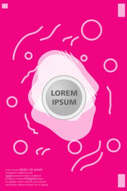 Memphis tarzı kitap tasarım koleksiyonu renkli şablonlarıyla geometrik şekiller, trendy Memphis desenlerle 80's-90's moda. reklam, davet, sunu izole vektör çizim için Ideal