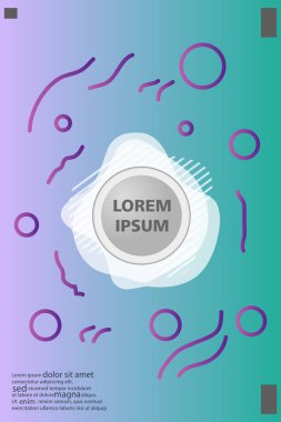 Memphis tarzı kitap tasarım koleksiyonu renkli şablonlarıyla geometrik şekiller, trendy Memphis desenlerle 80's-90's moda. reklam, davet, sunu izole vektör çizim için Ideal