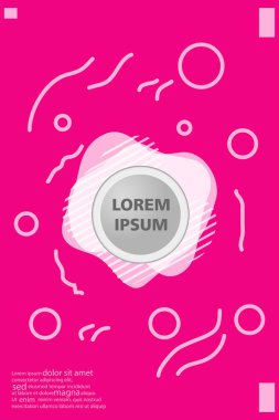 Memphis tarzı kitap tasarım koleksiyonu renkli şablonlarıyla geometrik şekiller, trendy Memphis desenlerle 80's-90's moda. reklam, davet, sunu izole vektör çizim için Ideal