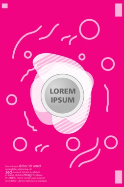 Memphis tarzı kitap tasarım koleksiyonu renkli şablonlarıyla geometrik şekiller, trendy Memphis desenlerle 80's-90's moda. reklam, davet, sunu izole vektör çizim için Ideal