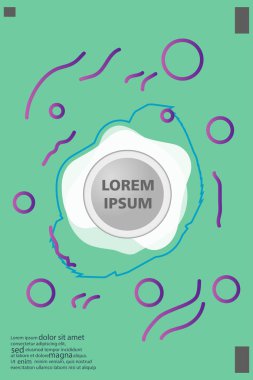 Memphis tarzı kitap tasarım koleksiyonu renkli şablonlarıyla geometrik şekiller, trendy Memphis desenlerle 80's-90's moda. reklam, davet, sunu izole vektör çizim için Ideal