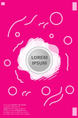 Memphis tarzı kitap tasarım koleksiyonu renkli şablonlarıyla geometrik şekiller, trendy Memphis desenlerle 80's-90's moda. reklam, davet, sunu izole vektör çizim için Ideal